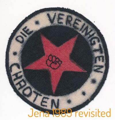 Patch der Band „Die vereinigten Chaoten“; Merchandise/Merch (Quelle: Thüringer Archiv für Zeitgeschichte)