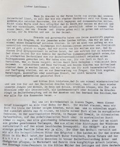 Die erste Seite des ersten „Sächsischen Heimatbriefes“, Oktober 1934